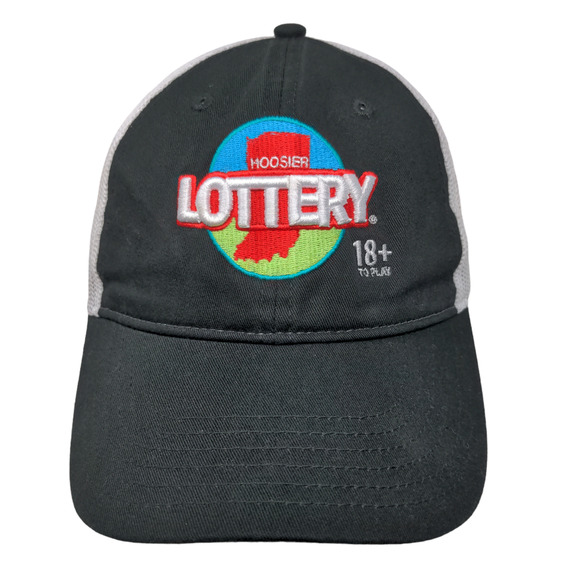 Cap America Men's Strapback Mesh Back Hat Black White Indiana Hoosier Lottery - Picture 1 of 7